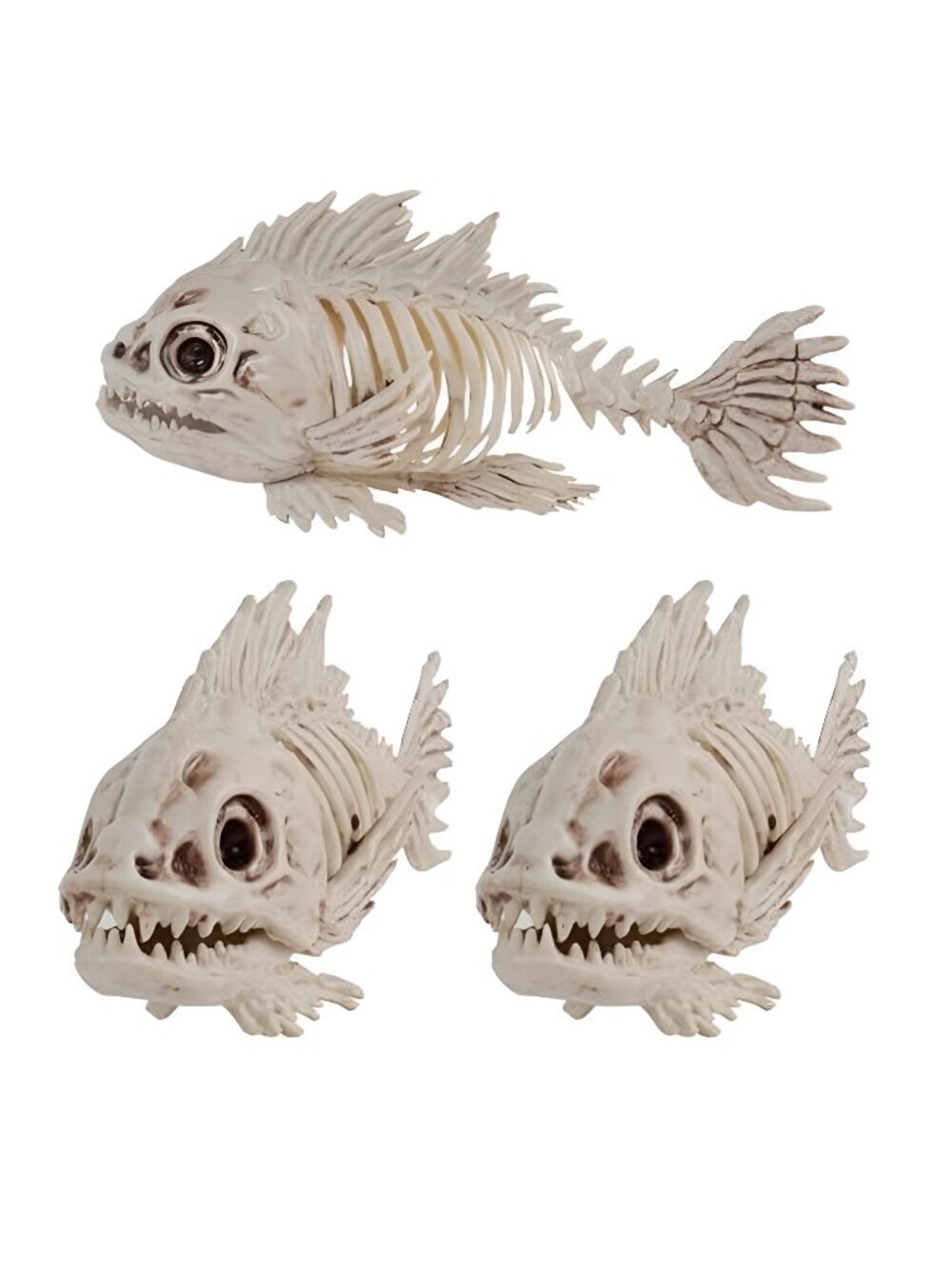 Halloween Fish Skeletons Decorations, 3 Pack 10" Animal Skeleton Plastic